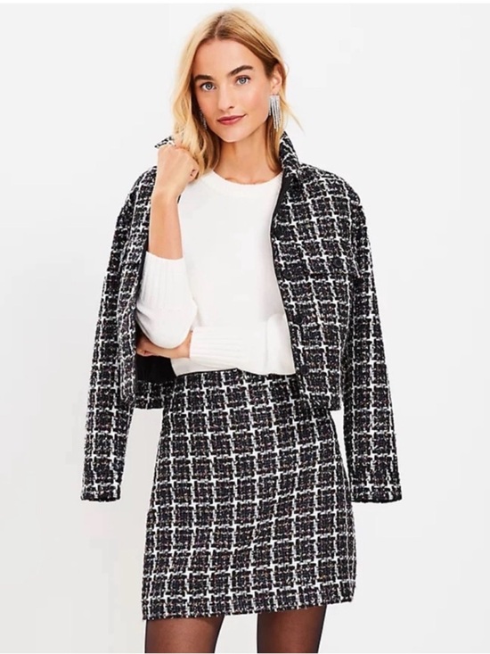 LOFT Dresses & Skirts - LOFT Black & White Tweed Check Mini Skirt